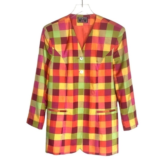 Vinci Jackets & Blazers - VINCI Vintage‎ Colorblock Gangnam Lined Silk Duster Coatigan Jacket